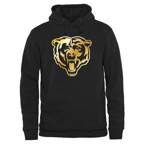 Men's Chicago Bears Pro Line Black Gold Collection Pullover Hoodie - Click Image to Close